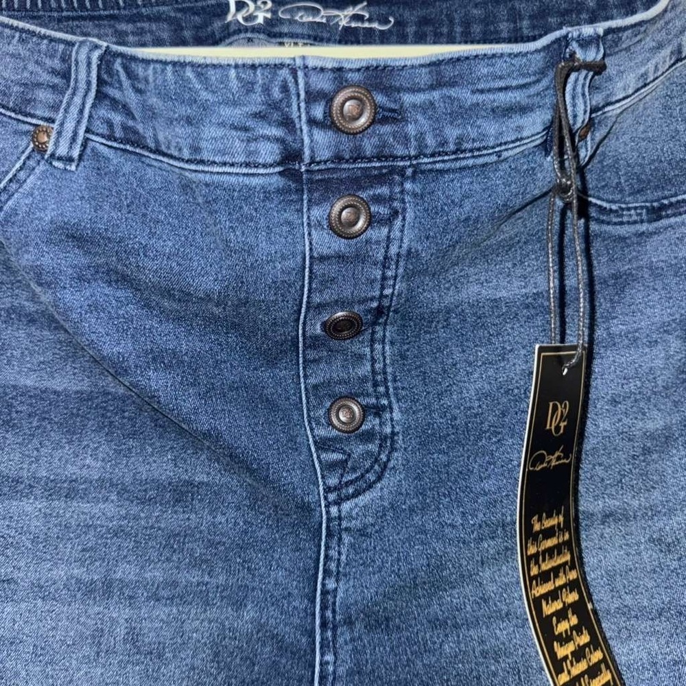 Diane Gilman Women's XLT Dark Wash Denim Jeans Pull On Ankle Snap Button Skinny - Picture 6 of 15